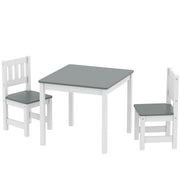Qaba Kids Table and Chairs Set, Toddler Table and 2 Chair Set for Activity, Art, Craft, Reading, Learning, Grey-Toys & Games > Toddler & Kids Furniture > Kids Table Sets-DECOROLALA