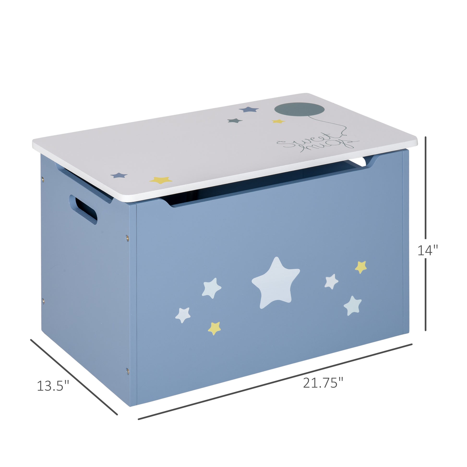 Qaba Kids Toy Storage Box, Organizer Chest with Gas Stay Bar Seating Bench, Blue-Toys & Games > Toddler & Kids Furniture > Baby & Kids Storage-DECOROLALA