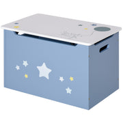 Qaba Kids Toy Storage Box, Organizer Chest with Gas Stay Bar Seating Bench, Blue-Toys & Games > Toddler & Kids Furniture > Baby & Kids Storage-DECOROLALA