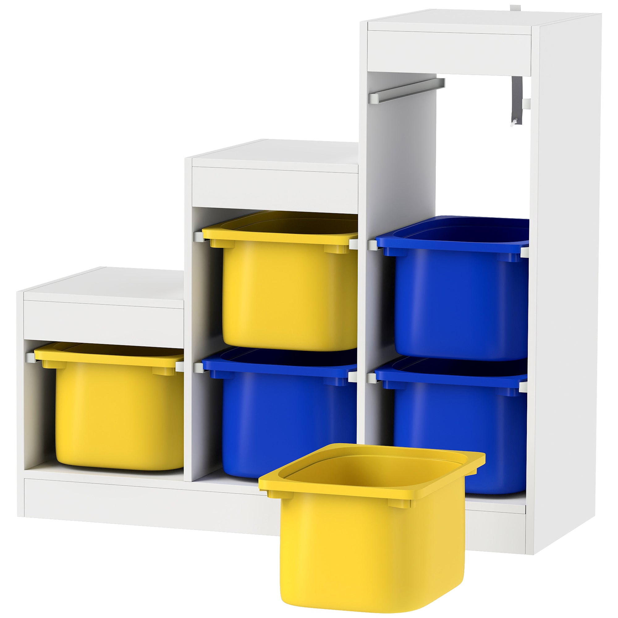 Qaba Kids Toy Storage Organizer - 3-Tier Bookshelf with 6 Bins-Toys & Games > Toddler & Kids Furniture > Baby & Kids Storage-DECOROLALA