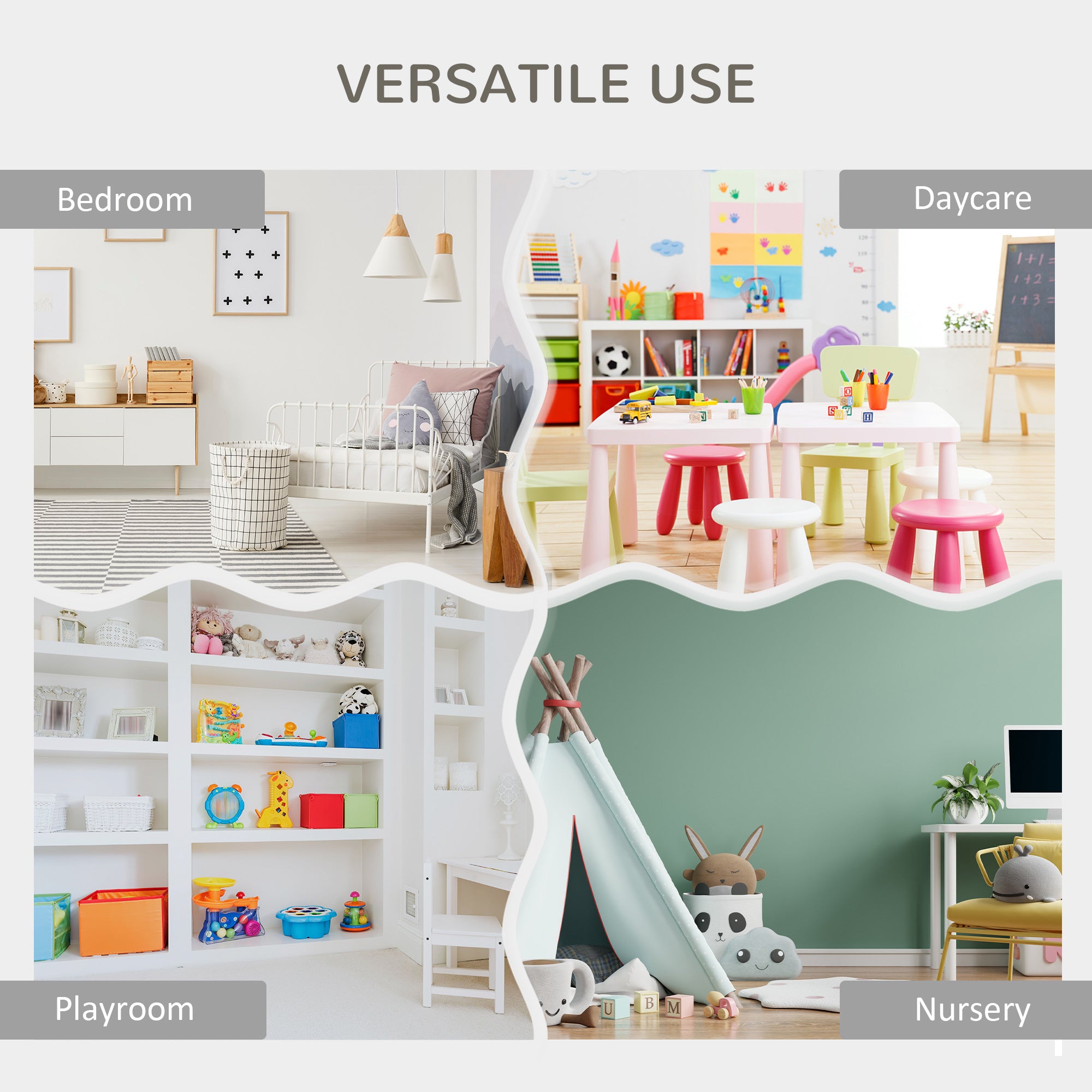 Qaba Kids Toy Storage Organizer Shelf, Children Bookshelf for Bedroom, Playroom, Nursery, Grey-Toys & Games > Toddler & Kids Furniture > Baby & Kids Storage-DECOROLALA