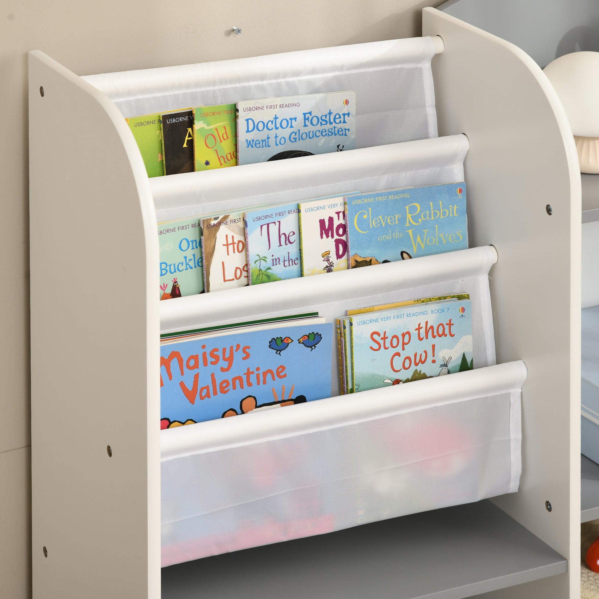Qaba Kids Toy Storage Organizer Shelf, Children Bookshelf for Bedroom, Playroom, Nursery, Grey-Toys & Games > Toddler & Kids Furniture > Baby & Kids Storage-DECOROLALA