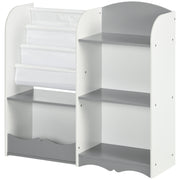 Qaba Kids Toy Storage Organizer Shelf, Children Bookshelf for Bedroom, Playroom, Nursery, Grey-Toys & Games > Toddler & Kids Furniture > Baby & Kids Storage-DECOROLALA