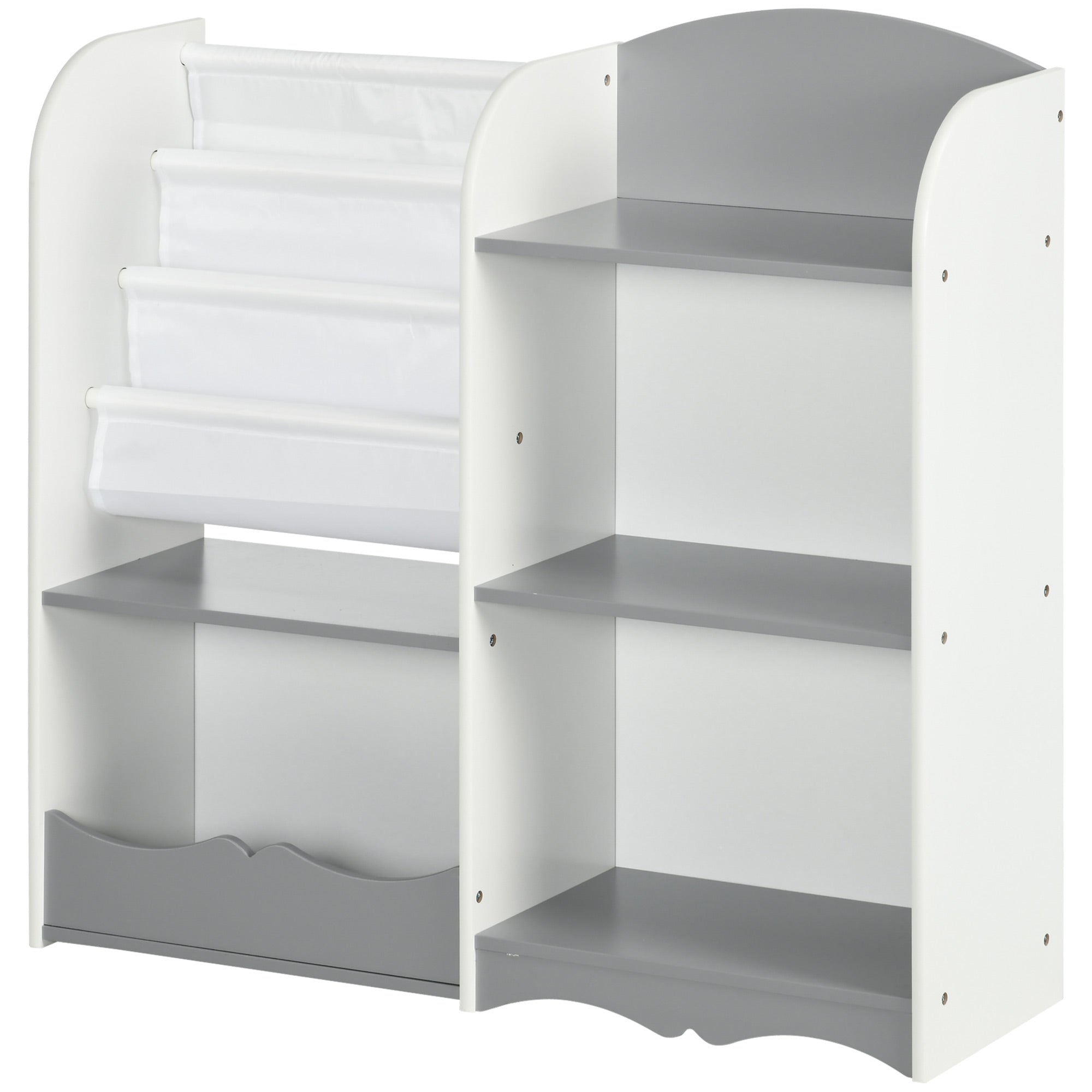 Qaba Kids Toy Storage Organizer Shelf, Children Bookshelf for Bedroom, Playroom, Nursery, Grey-Toys & Games > Toddler & Kids Furniture > Baby & Kids Storage-DECOROLALA