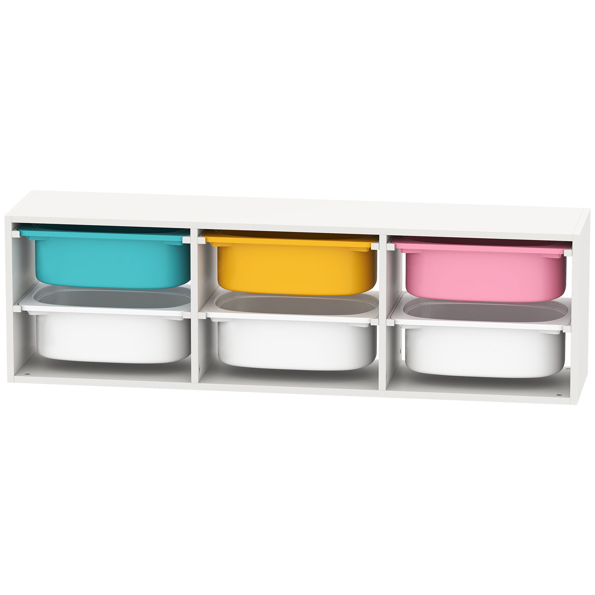 Qaba Kids Toy Storage Organizer with 6 Plastic Bins - White-Toys & Games > Toddler & Kids Furniture > Baby & Kids Storage-DECOROLALA