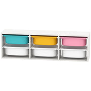Qaba Kids Toy Storage Organizer with 6 Removable Plastic Bins for Toddlers, Toy Box for Bedroom, Nursery, Playroom-Toys & Games > Toddler & Kids Furniture > Baby & Kids Storage-DECOROLALA