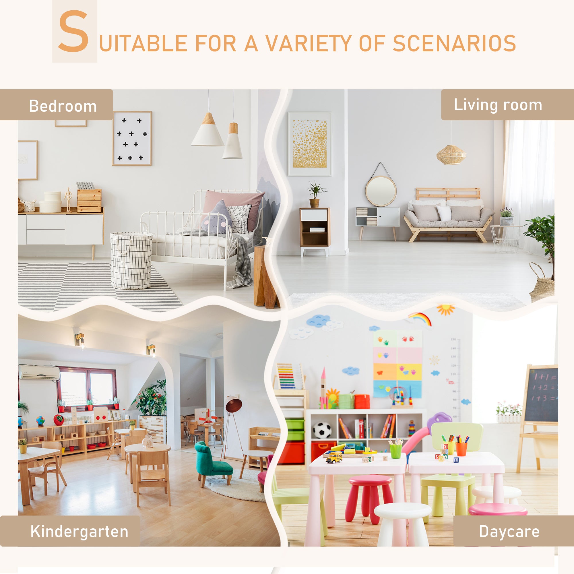 Qaba Kids Wooden Table and 2 Chairs Set, 3-Piece Dining Table with Bear Shape and Rounded Corners for 1-4 Years, White-Toys & Games > Toddler & Kids Furniture > Kids Table Sets-DECOROLALA