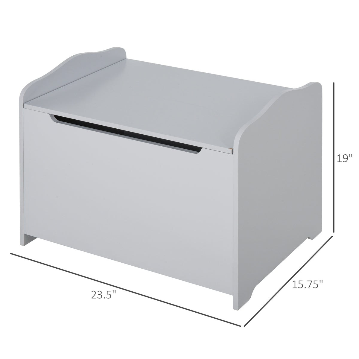 Qaba Kids Wooden Toy Chest - Grey MDF Storage Box 23.5" L-Toys & Games > Toddler & Kids Furniture > Baby & Kids Storage-DECOROLALA