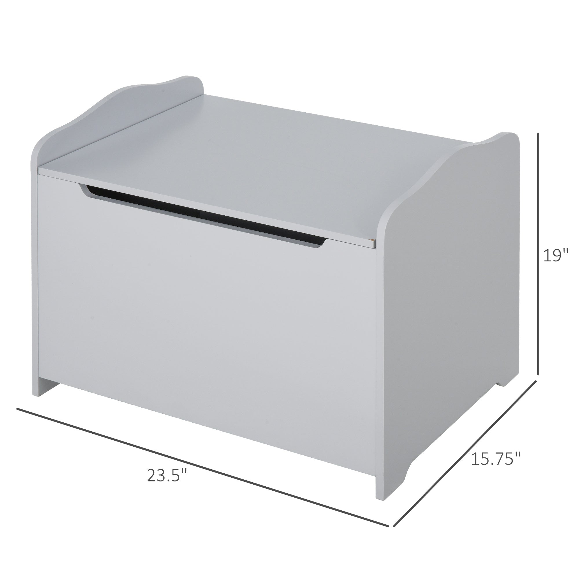 Qaba Kids Wooden Toy Storage Box Organizer Chest with Magnetic Hinge, Large Chest Space, & Groove Handle, Grey-Toys & Games > Toddler & Kids Furniture > Baby & Kids Storage-DECOROLALA