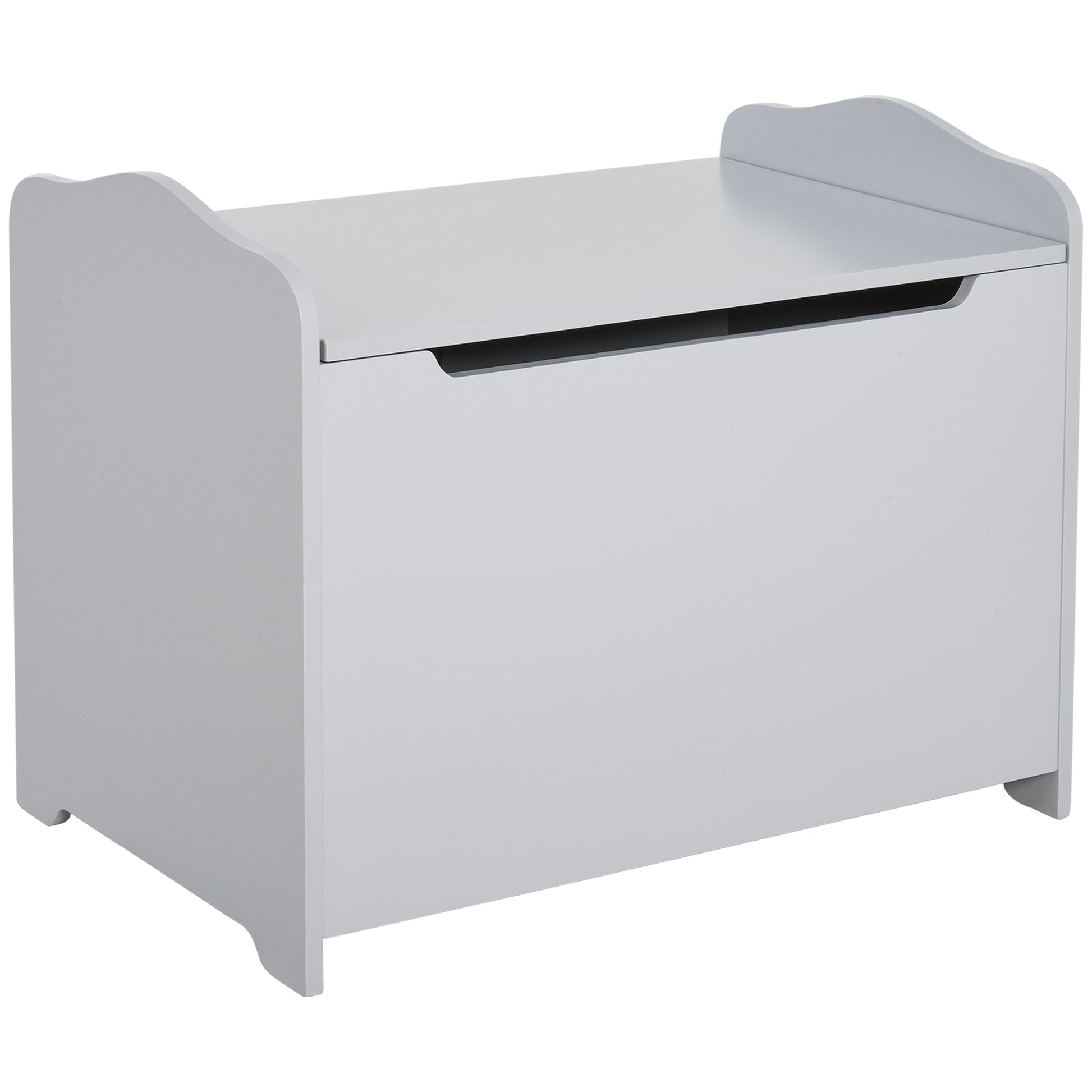 Qaba Kids Wooden Toy Storage Box Organizer Chest with Magnetic Hinge, Large Chest Space, & Groove Handle, Grey-Toys & Games > Toddler & Kids Furniture > Baby & Kids Storage-DECOROLALA