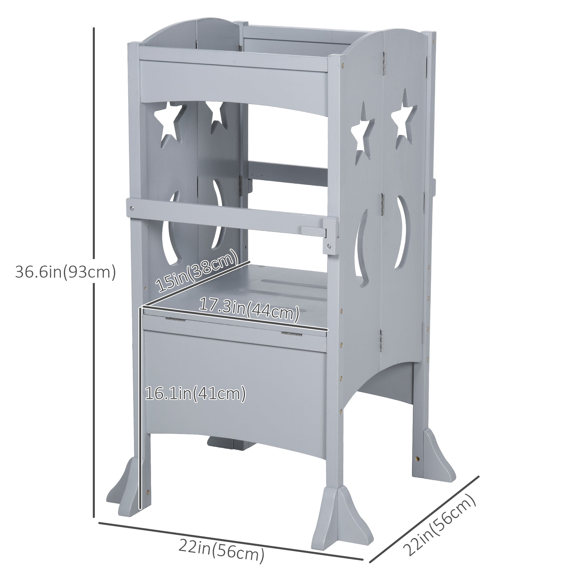 Qaba Step Stool with Safety Rail and Support Handles Kitchen Counter Step-up Helper-Toys & Games > Toddler & Kids Furniture > Toddler & Kids Step Stools-DECOROLALA
