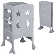 Qaba Step Stool with Safety Rail and Support Handles Kitchen Counter Step-up Helper-Toys & Games > Toddler & Kids Furniture > Toddler & Kids Step Stools-DECOROLALA