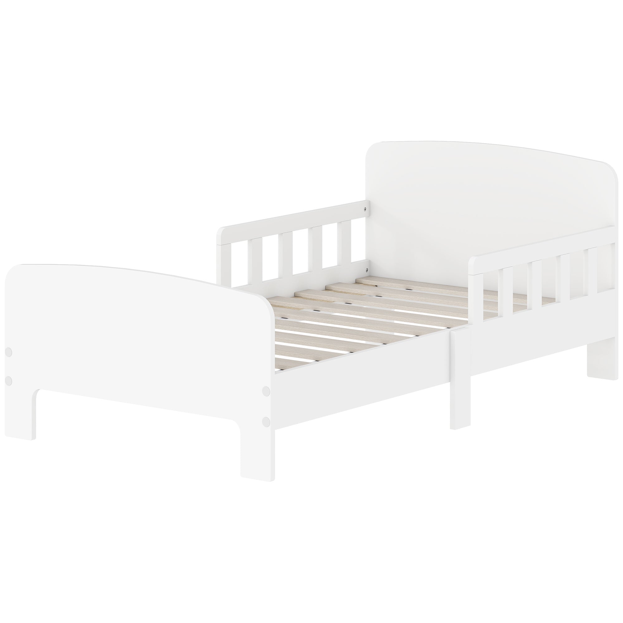 Qaba Toddler Bed Frame with Safety Side Rails for Girls and Boys, Bedroom Furniture, White-Toys & Games > Toddler & Kids Furniture > Kids Bedroom Furniture-DECOROLALA