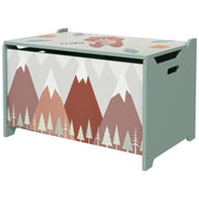 Qaba Toy Box, Kids Storage Chest with Lid, Safety Hinges and Groove Handles, Toy Storage Organizer with Mountain Pattern for Boys, Girls, Green-Toys & Games > Toddler & Kids Furniture > Baby & Kids Storage-DECOROLALA