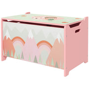 Qaba Toy Box, Kids Storage Chest with Lid, Safety Hinges and Groove Handles, Toy Storage Organizer with Rainbow Pattern for Boys, Girls, Pink-Toys & Games > Toddler & Kids Furniture > Baby & Kids Storage-DECOROLALA