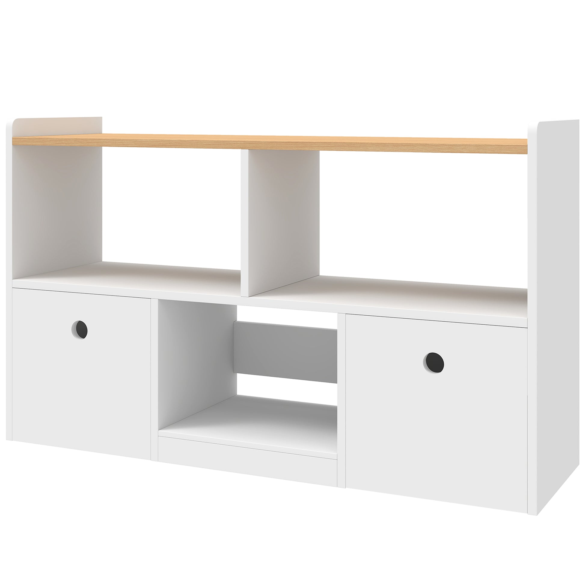 Qaba Toy Storage Organizer, Toy Organizers and Storage with 2 Movable Drawers and 3 Cubbies for Playroom, Nursery, White-Toys & Games > Toddler & Kids Furniture > Baby & Kids Storage-DECOROLALA