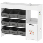 Qaba Toy Storage Organizer with 9 Non-Woven Fabric Boxes, Storage Cabinet & Shelves, for Kids Room, Nursery, Playroom White-Toys & Games > Toddler & Kids Furniture > Baby & Kids Storage-DECOROLALA