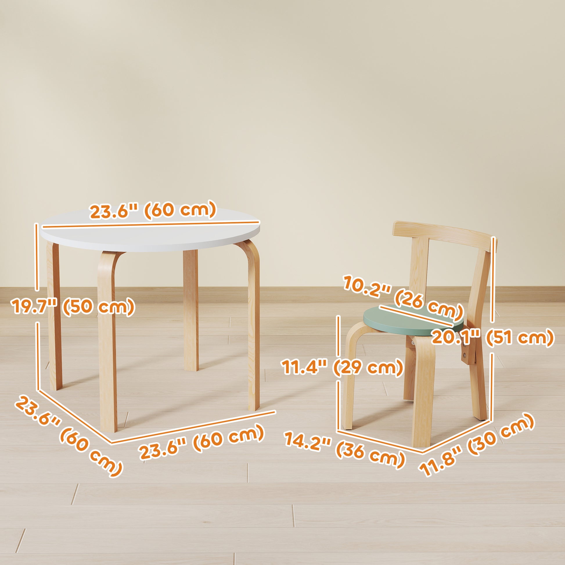 Qaba Wooden Kids Table and Chairs Set, Toddler Table and Chairs Set for 3-8 Years, Green-Toys & Games > Toddler & Kids Furniture > Kids Table Sets-DECOROLALA