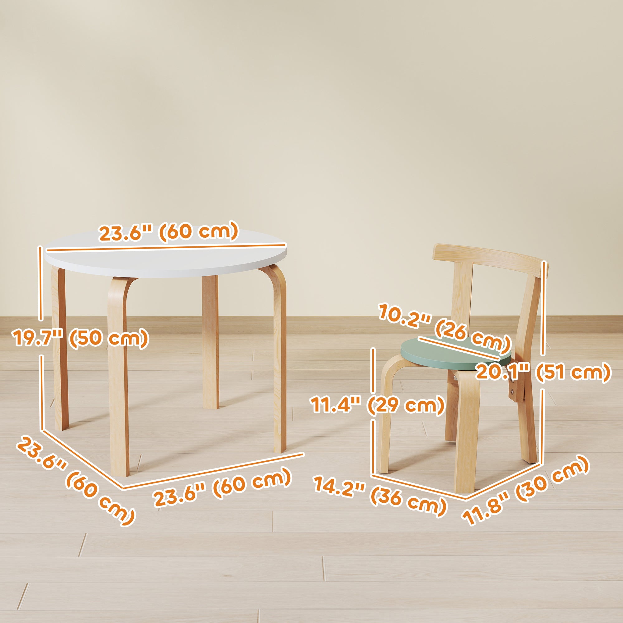 Qaba Wooden Kids Table and Chairs Set, Toddler Table and Chairs Set for 3-8 Years, Green-Toys & Games > Toddler & Kids Furniture > Kids Table Sets-DECOROLALA