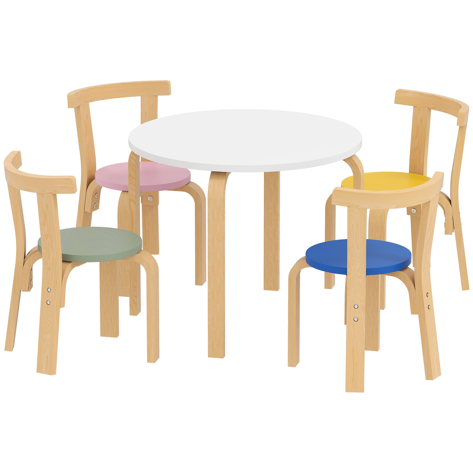 Qaba Wooden Kids Table and Chairs Set, Toddler Table and Chairs Set for 3-8 Years, Multi-Coloured-Toys & Games > Toddler & Kids Furniture > Kids Table Sets-DECOROLALA