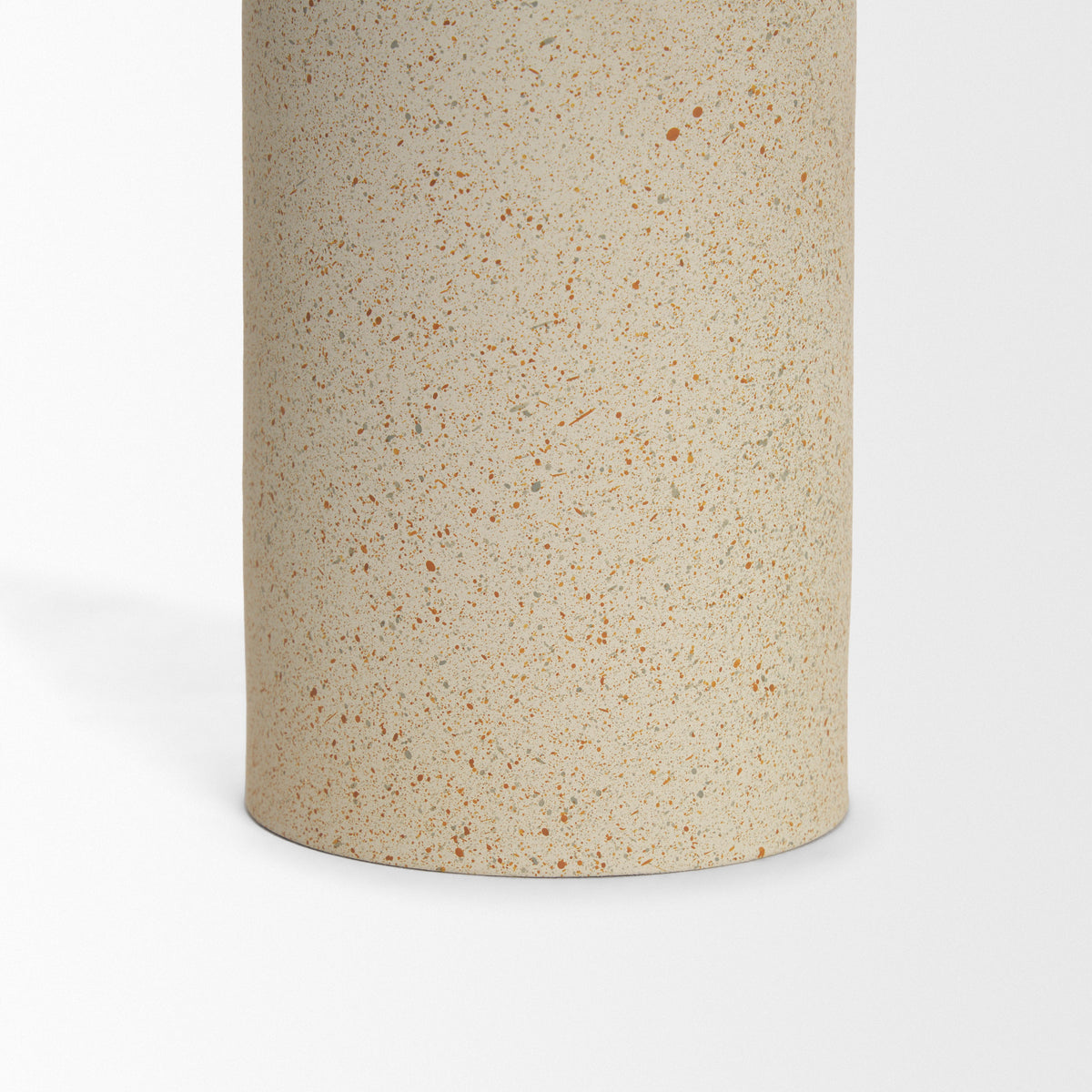 Qamra Medium Beige Textured Metal Pillar Candle Holder Candle Holder-Table Candle Holders-DECOROLALA