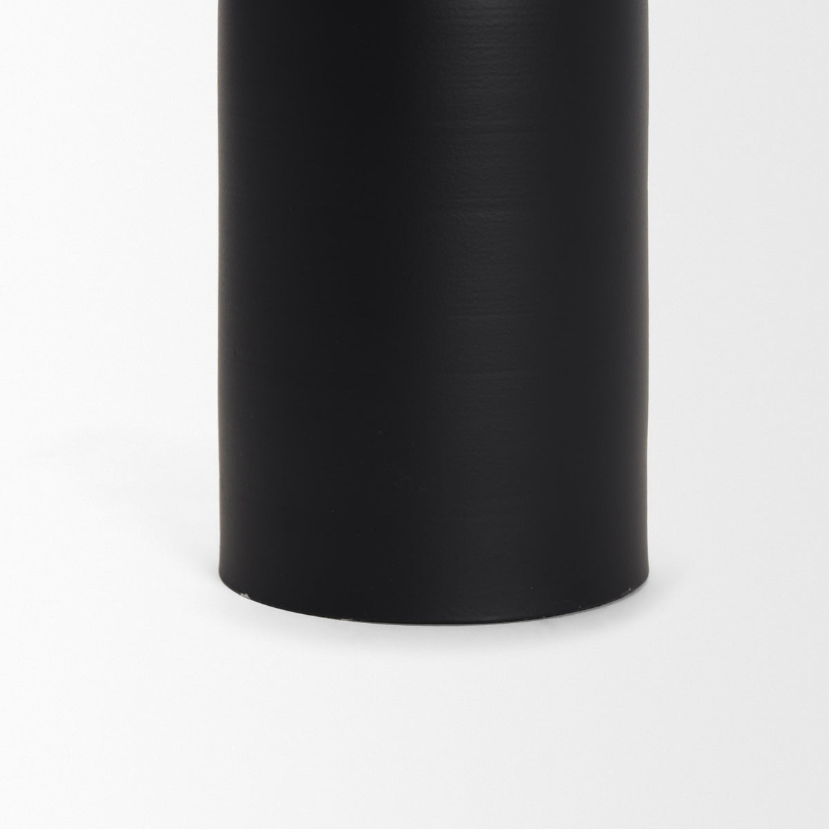 Qamra Short Black Metal Pillar Candle Holder-Table Candle Holders-DECOROLALA