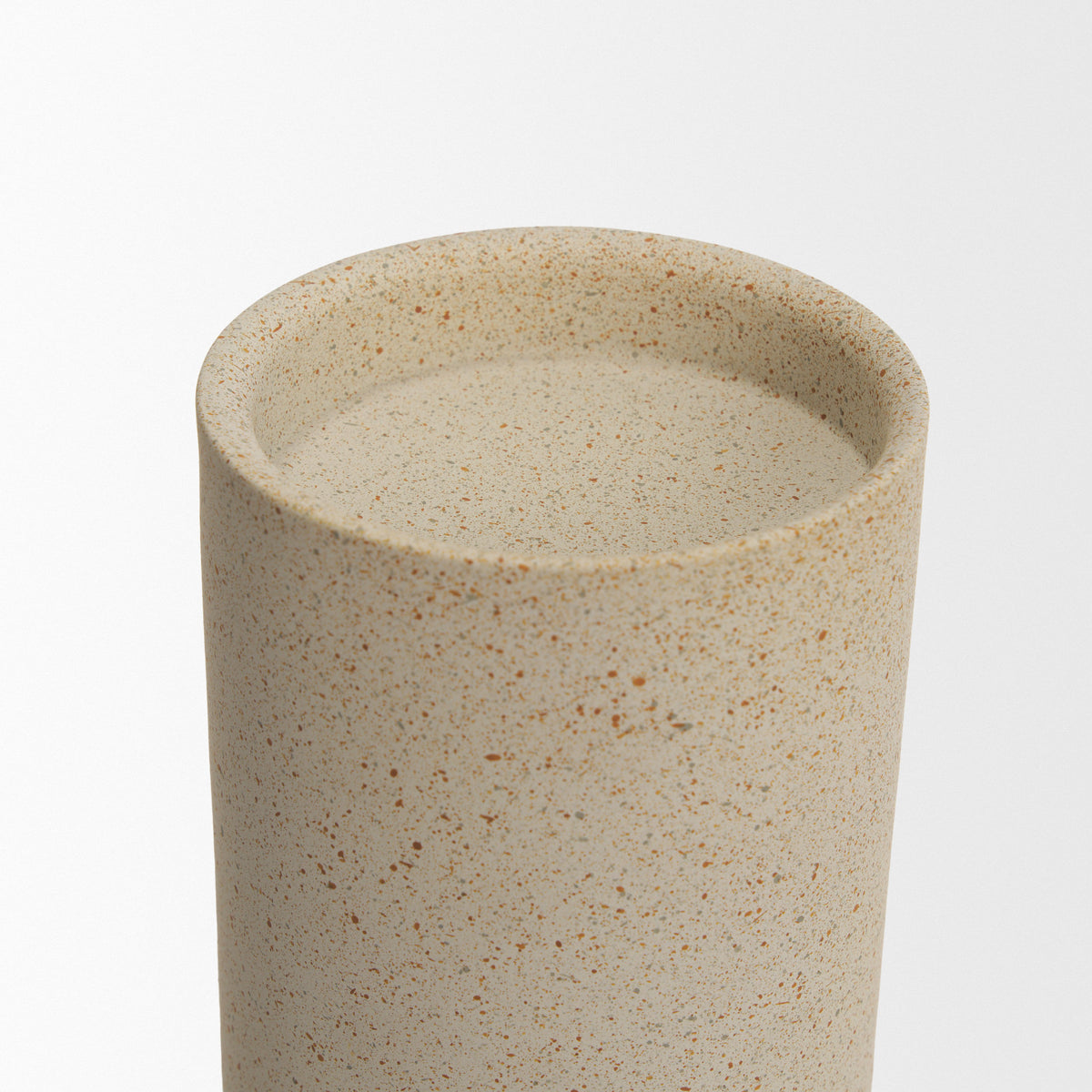 Qamra Tall Beige Textured Metal Pillar Candle Holder Candle Holder-Table Candle Holders-DECOROLALA