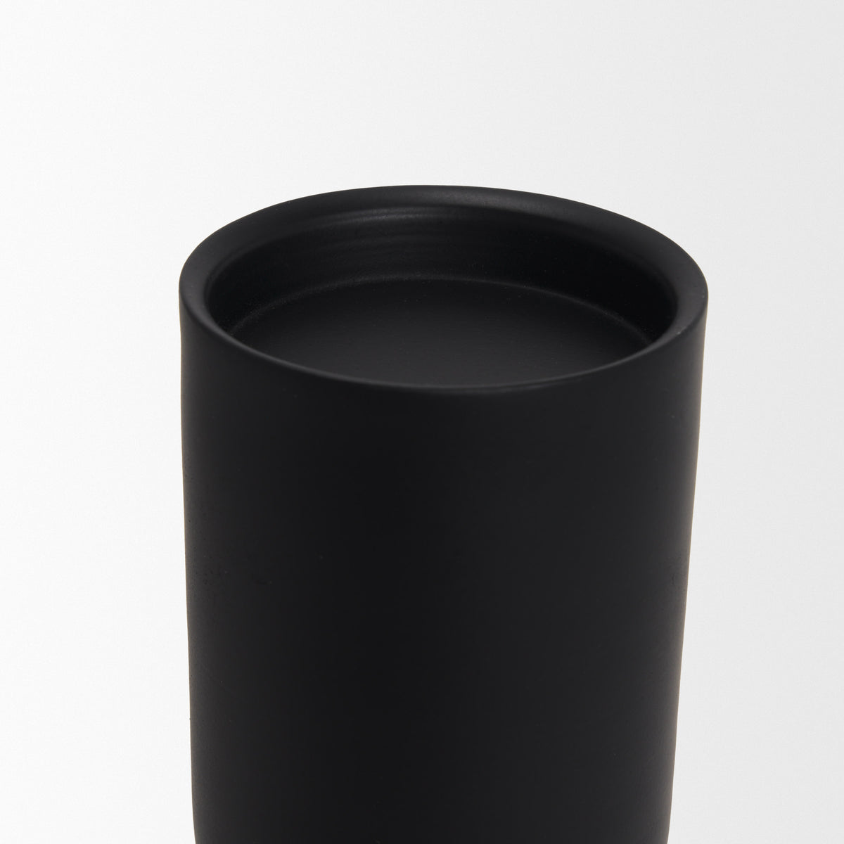 Qamra Tall Black Metal Pillar Candle Holder-Table Candle Holders-DECOROLALA