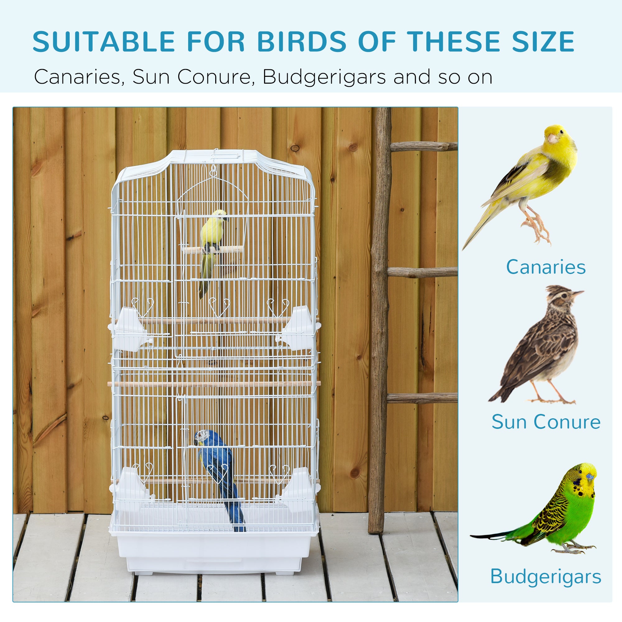 36" Bird Cage, Macaw Play House, Cockatoo, Parrot, Finch Flight Cage, 2 Doors, Perch 4 Feeder Pet Supplies, White