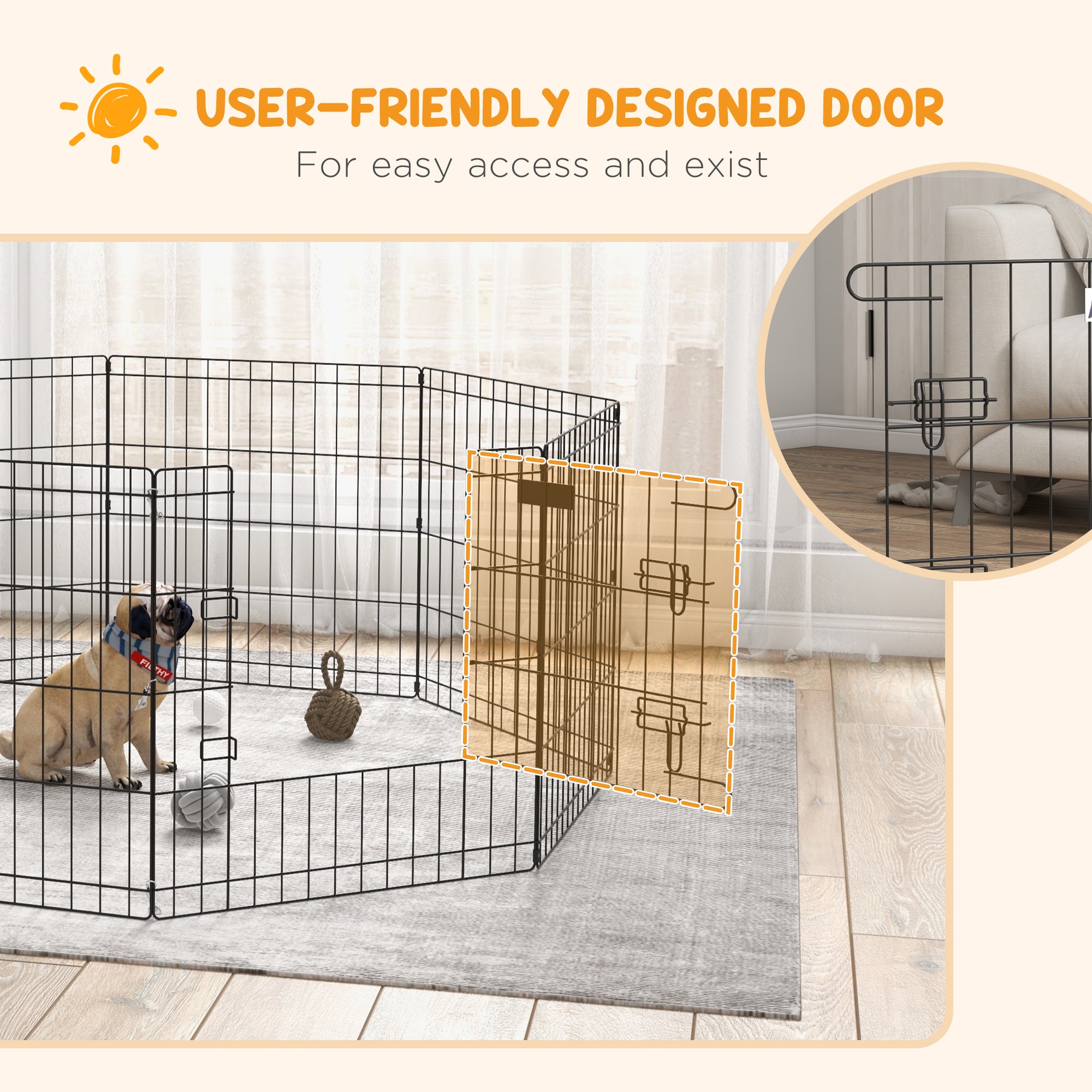 24inch Foldable Metal Exercise Pet Playpen Yard Dog Puppy Kennel Cage 8 Panel