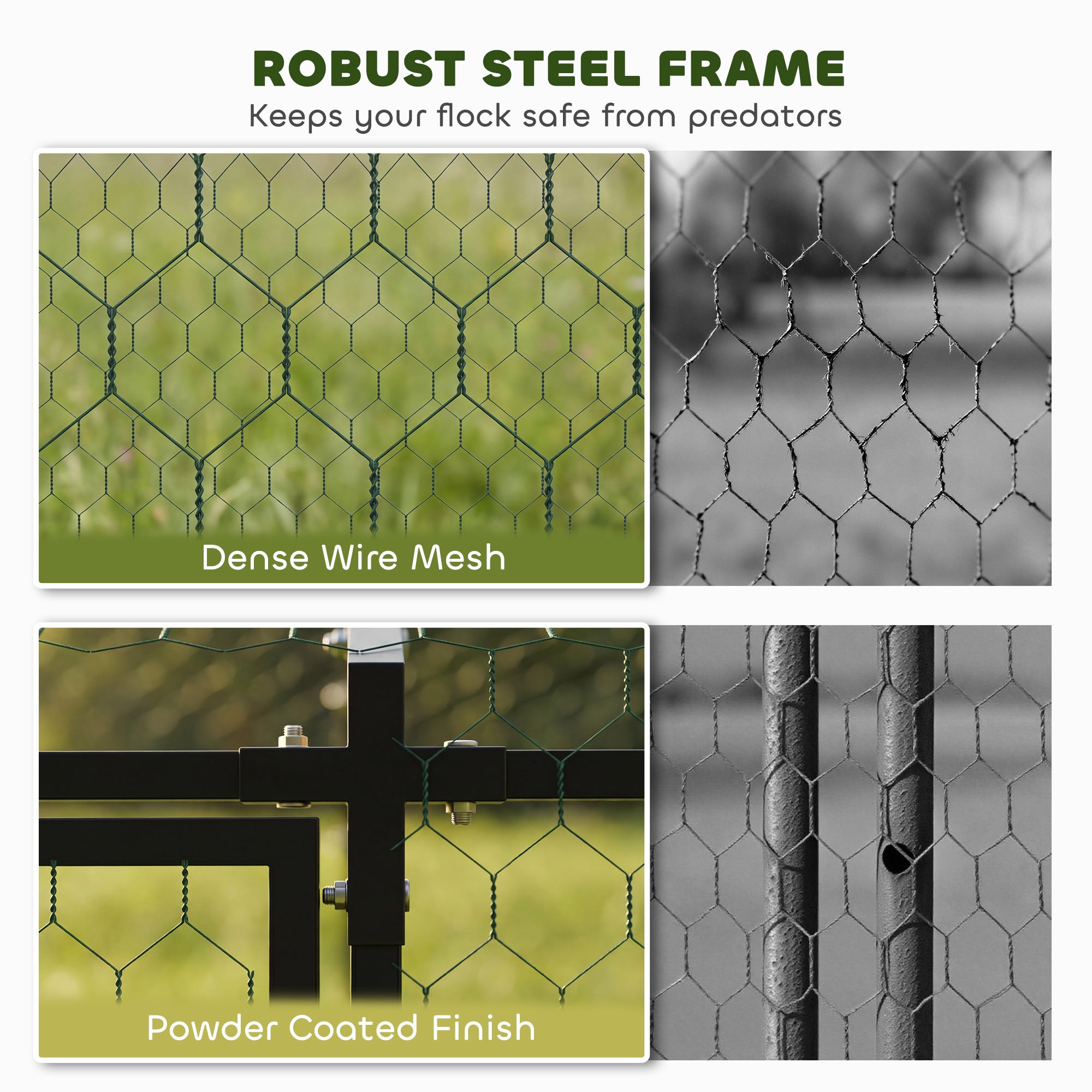 Large Metal Chicken Coop, Chicken Run with Waterproof & Anti-UV Cover for 3-5 Poultry, Outdoor Poultry Cage Rabbit Hutch