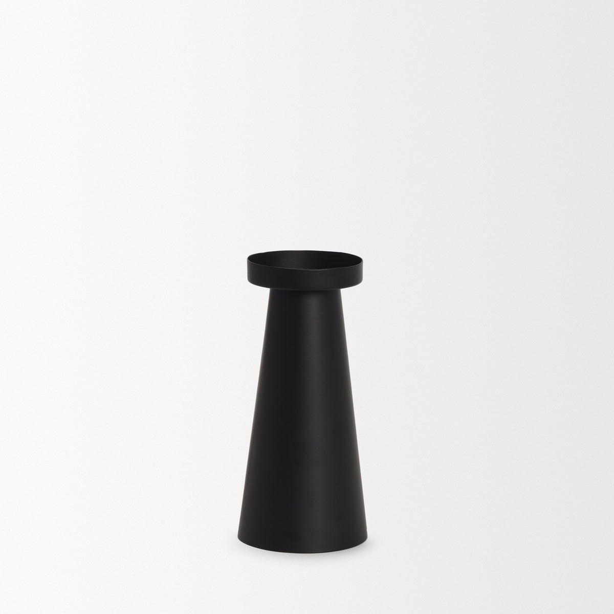 Quadir Medium Matte Black Metal Candle Holder-Table Candle Holders-DECOROLALA