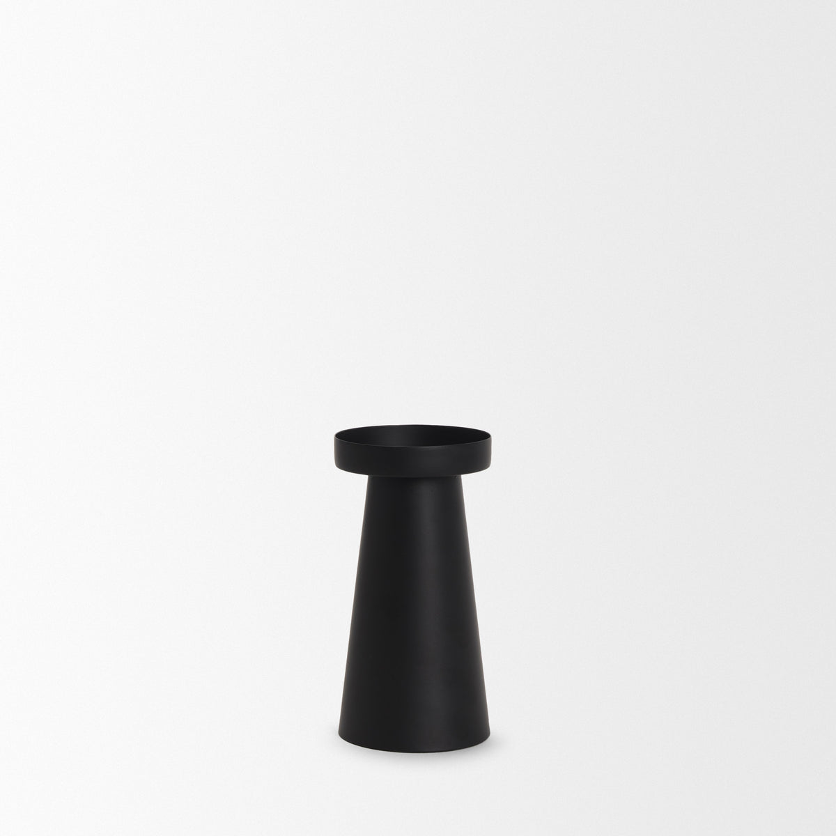 Quadir Short Matte Black Metal Candle Holder-Table Candle Holders-DECOROLALA
