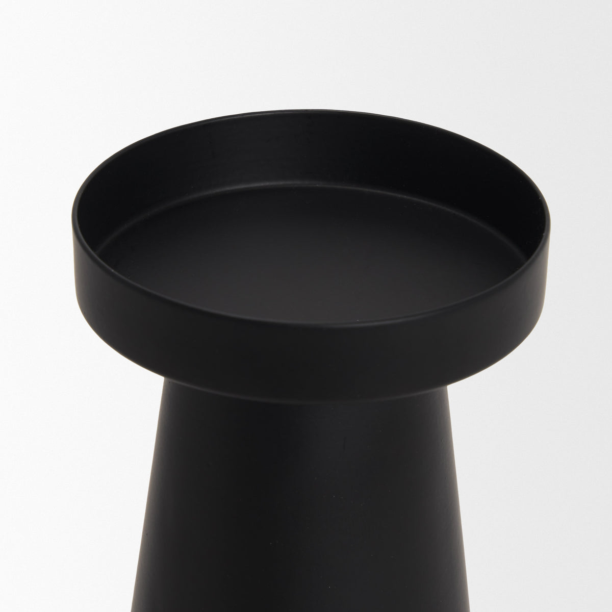 Quadir Tall Matte Black Metal Candle Holder-Table Candle Holders-DECOROLALA