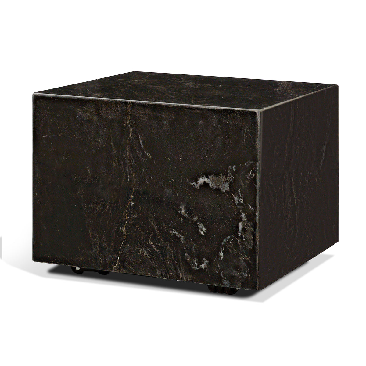 Quadra 20" Solid Black Marble Square Coffee Table-Coffee Tables-DECOROLALA