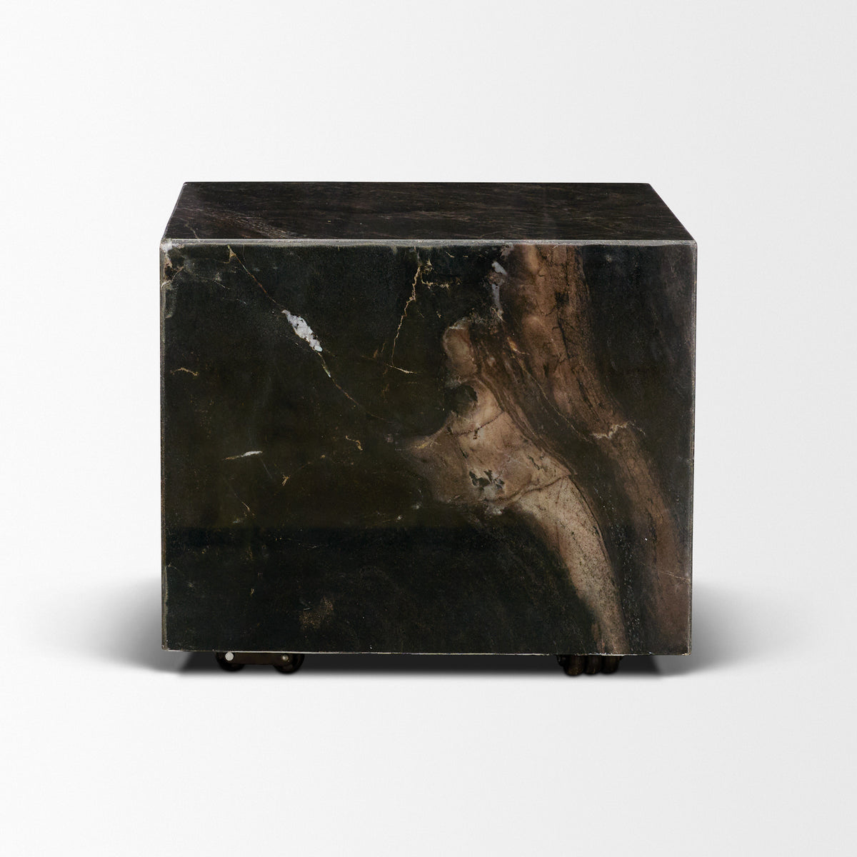 Quadra 20" Solid Black Marble Square Coffee Table-Coffee Tables-DECOROLALA