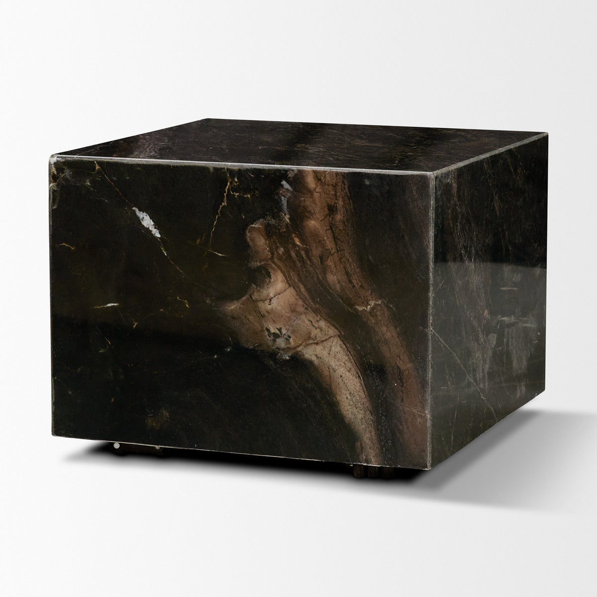 Quadra 20" Solid Black Marble Square Coffee Table-Coffee Tables-DECOROLALA