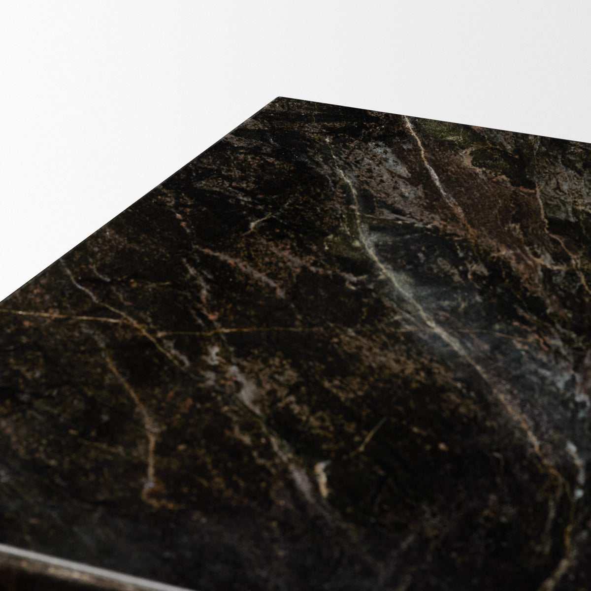 Quadra 20" Solid Black Marble Square Coffee Table-Coffee Tables-DECOROLALA