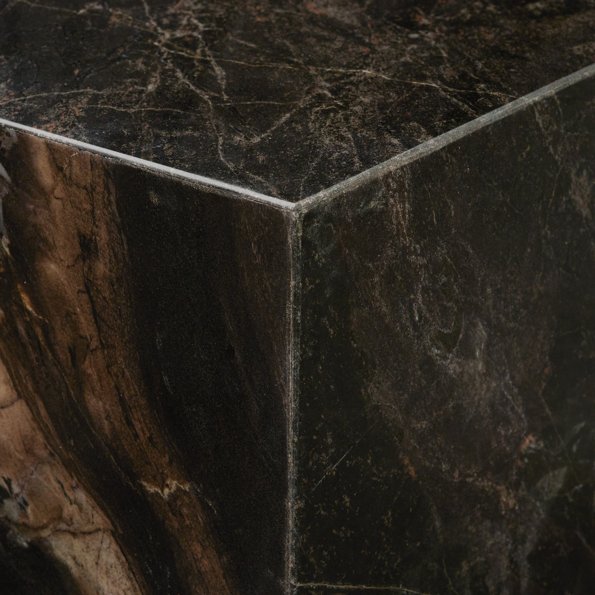 Quadra 20" Solid Black Marble Square Coffee Table-Coffee Tables-DECOROLALA
