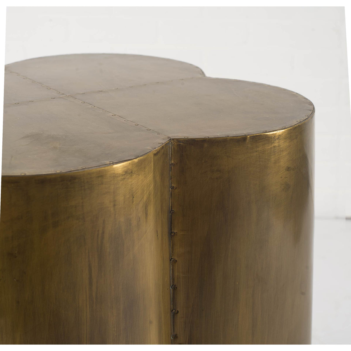 Quatrefoil 18L x 18W Gold Flower W/ Wooden Top Brass Cladding Accent Table-Accent Tables-DECOROLALA