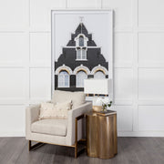 Quatrefoil 18L x 18W Gold Flower W/ Wooden Top Brass Cladding Accent Table-Accent Tables-DECOROLALA