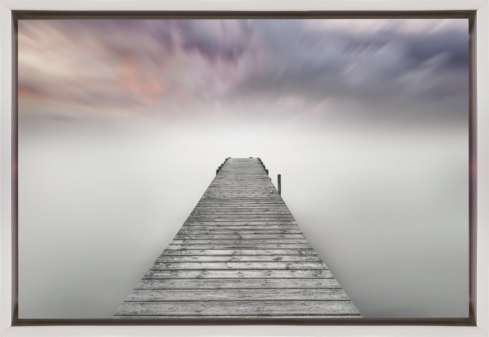 Quay Pier in Fog-Canvas Print-DECOROLALA