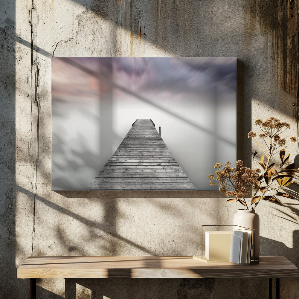 Quay Pier in Fog-Canvas Print-DECOROLALA