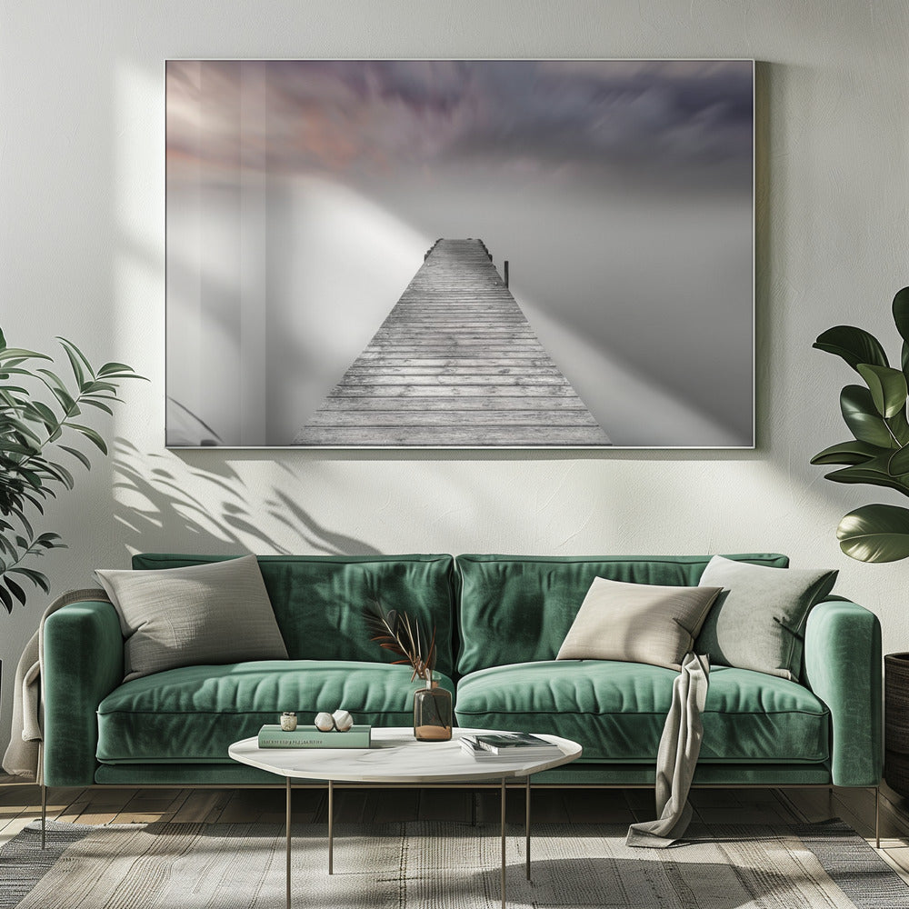 Quay Pier in Fog-Canvas Print-DECOROLALA