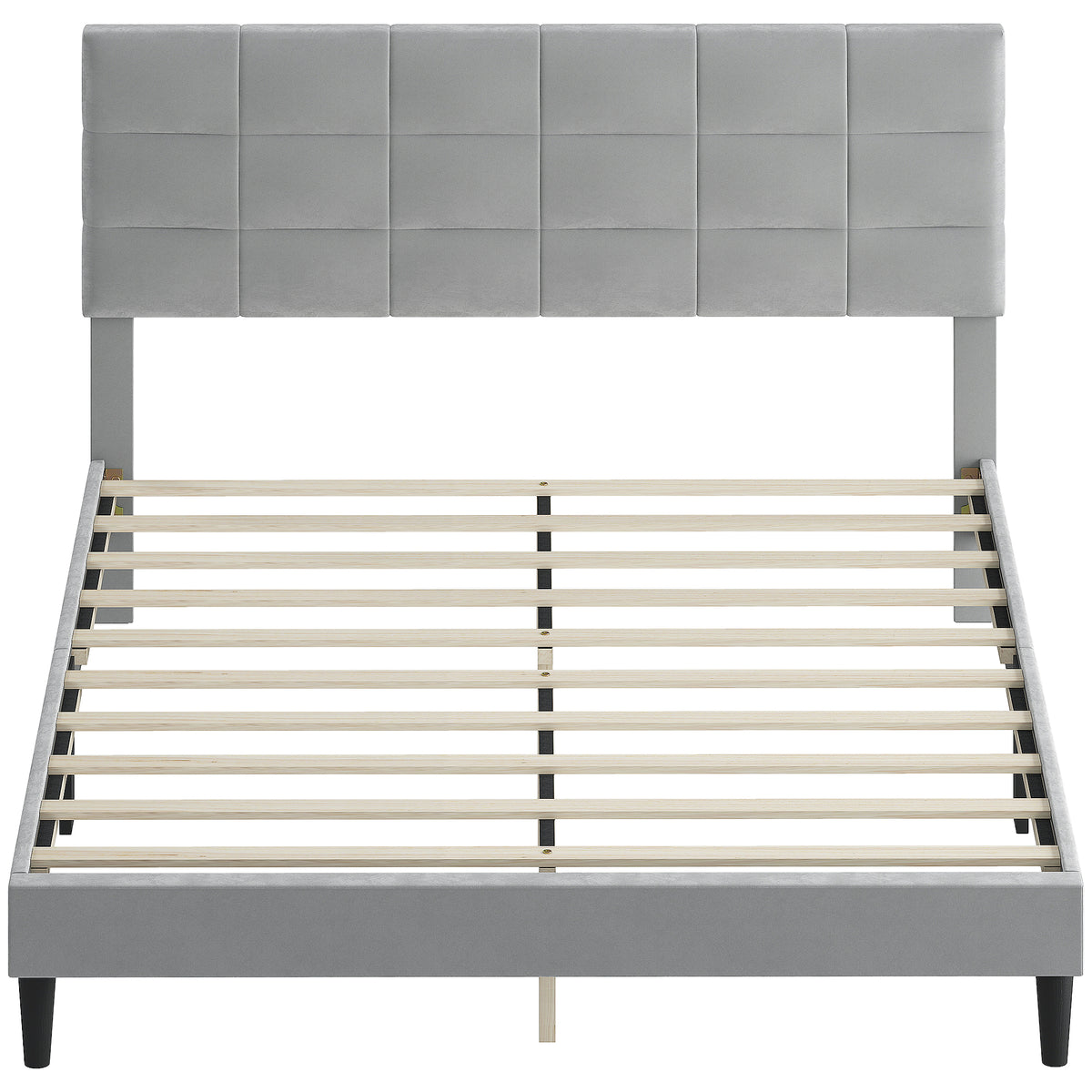 Queen Bed Frame Upholstered Grey-DECOROLALA
