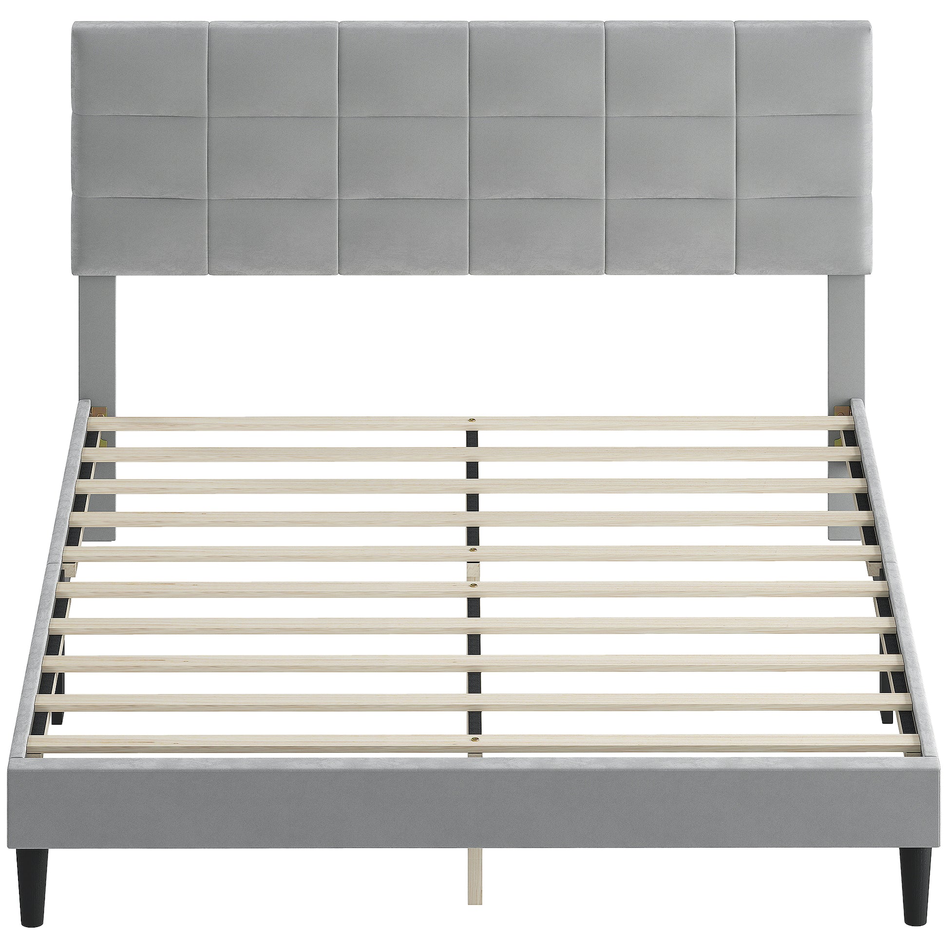 Queen Bed Frame Upholstered Grey-DECOROLALA