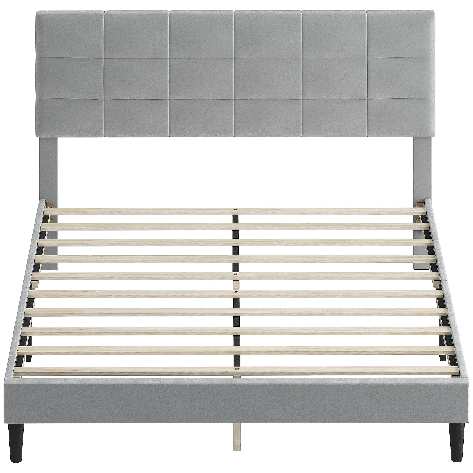 Queen Bed Frame Upholstered Grey-DECOROLALA