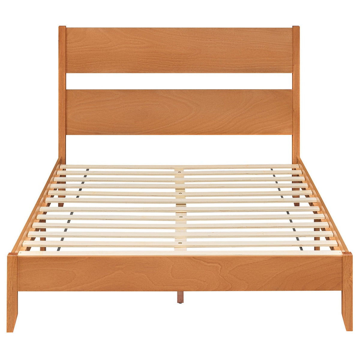 Queen Bed Frame with Headboard and Solid Wood Legs 12 Slats-Beds & Bed Frames-DECOROLALA