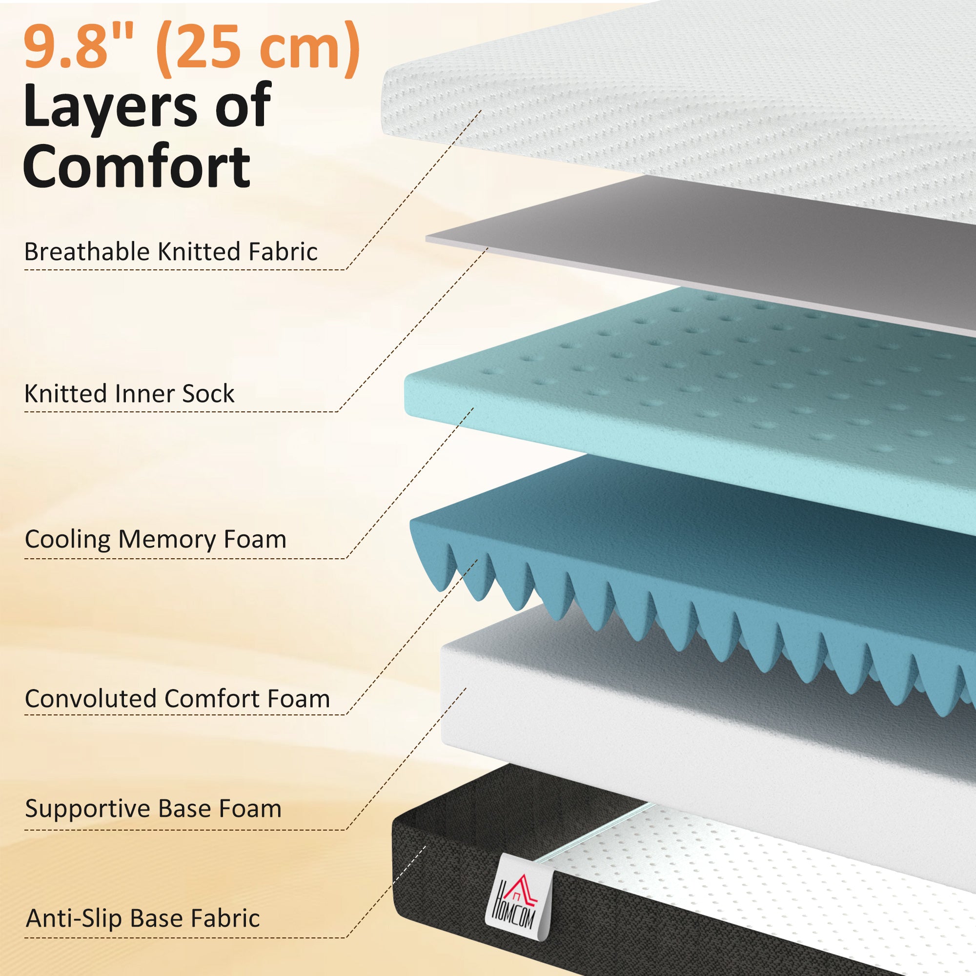 Queen Mattress 10" Cooling Memory Foam-DECOROLALA