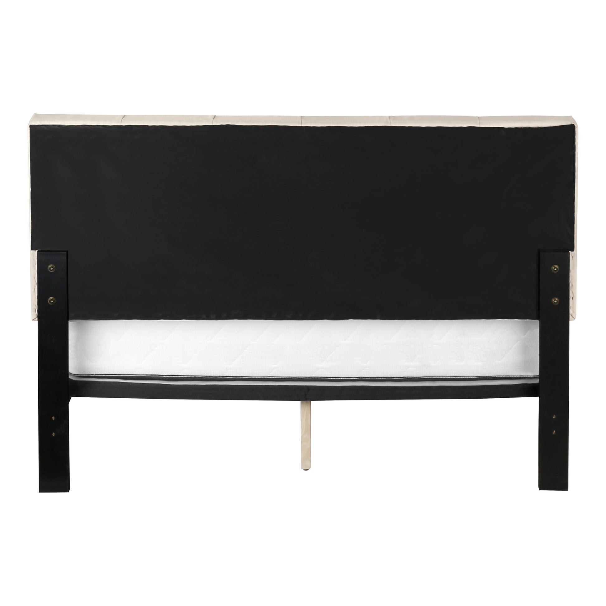 Queen Platform Bed Frame, Beige Linen Upholstered-Bed-DECOROLALA